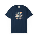 Coastal Seashells and Coral T-Shirt | Beach Wave Sunset Art