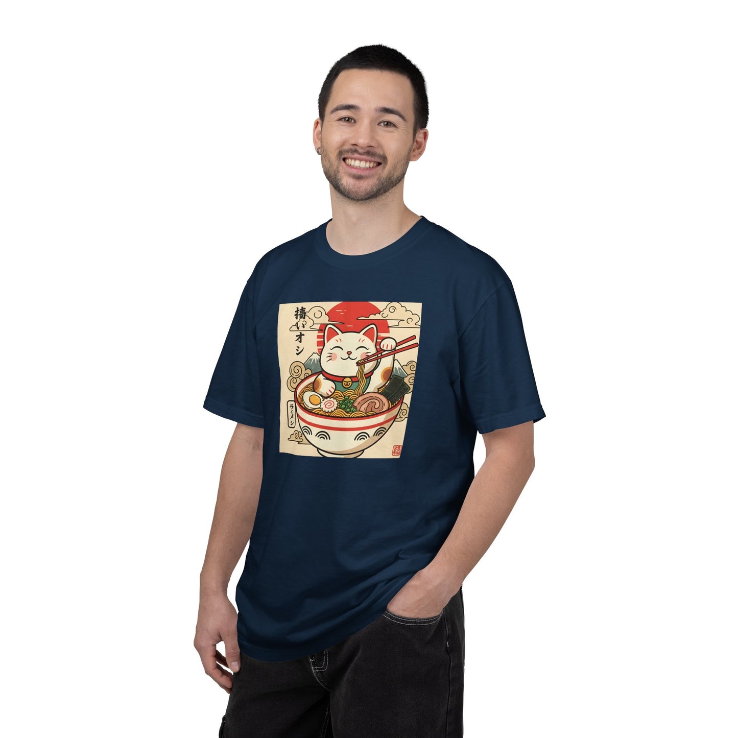 Maneki Neko Ramen Cat T-shirt | Lucky Cat Bowl Graphic Japanese Style