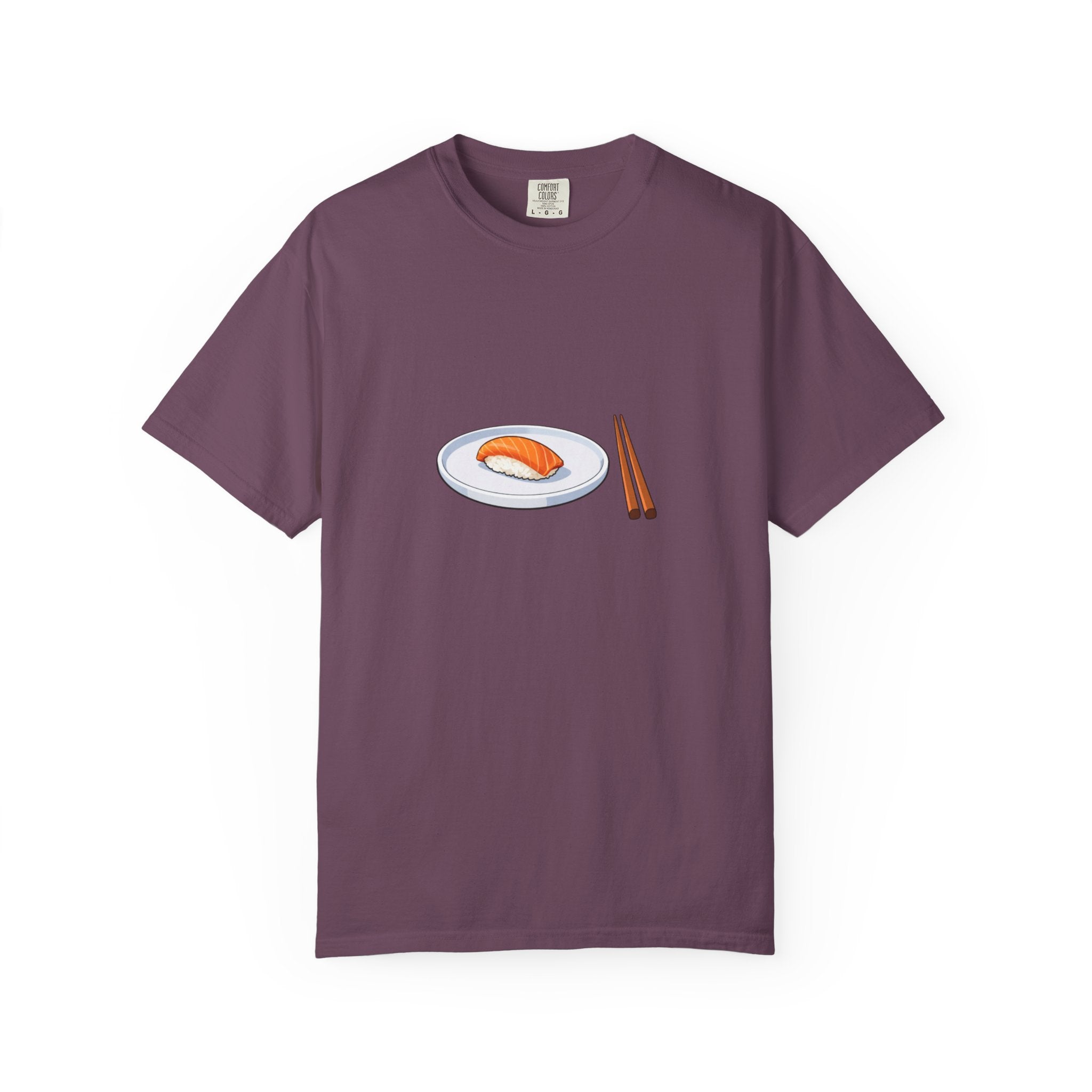 Salmon Nigiri Sushi plate with chopsticks T-shirt | sushi tee