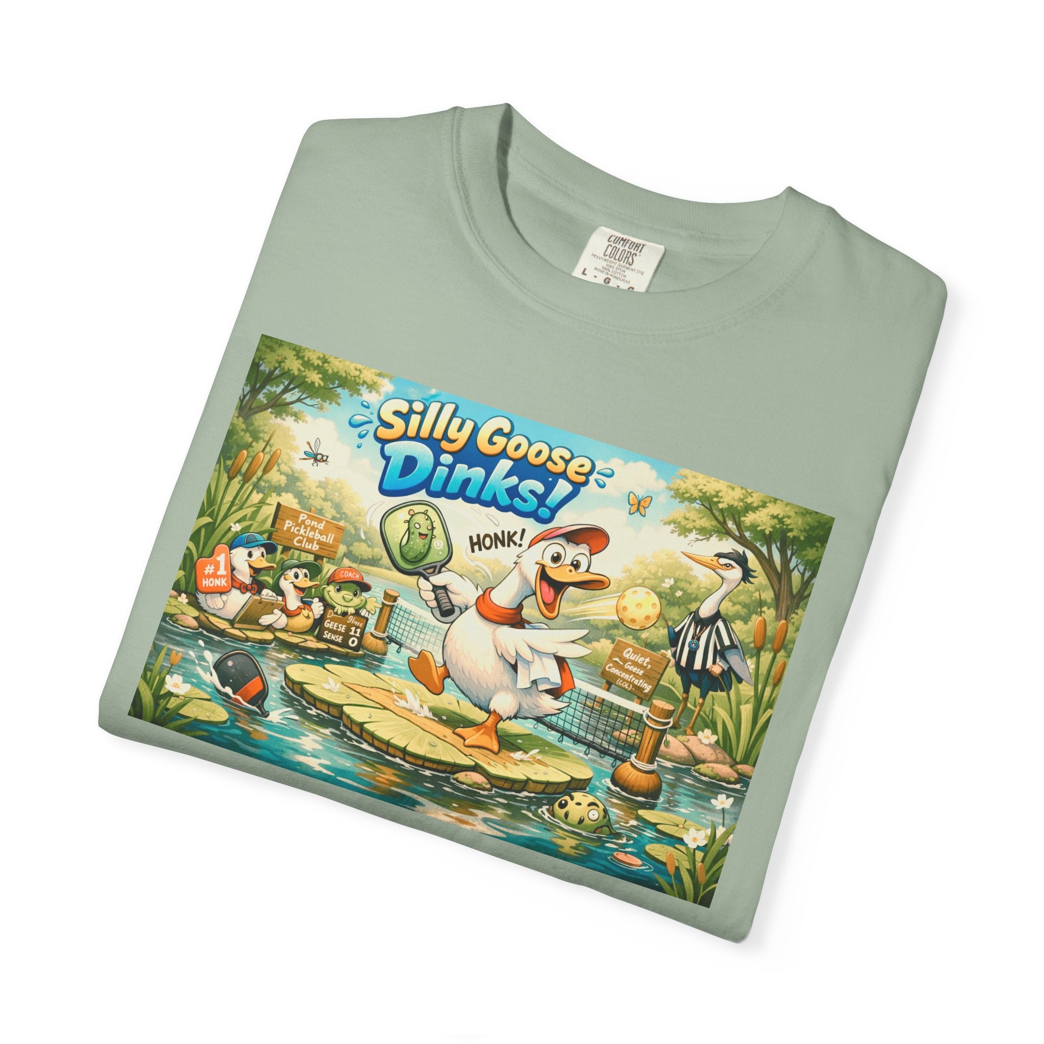 Silly Goose Dinks Cartoon Goose T-Shirt | Vintage Picnic Pond Illustration
