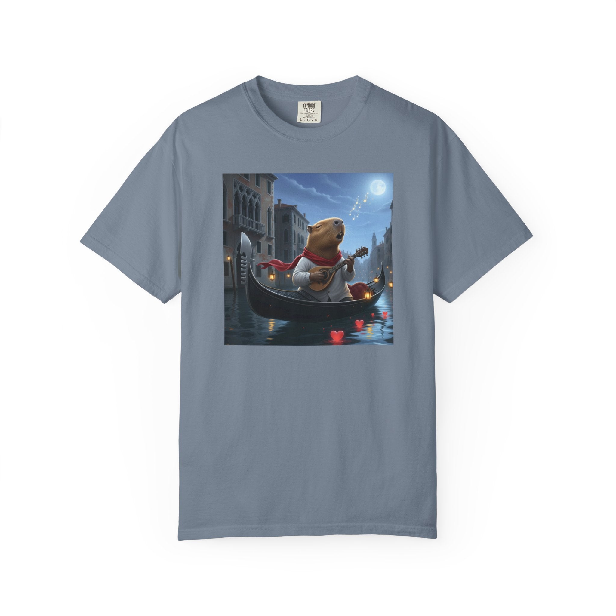 Capybara Gondolier Venice Night T-shirt | Romantic Venetian Canal Illustration
