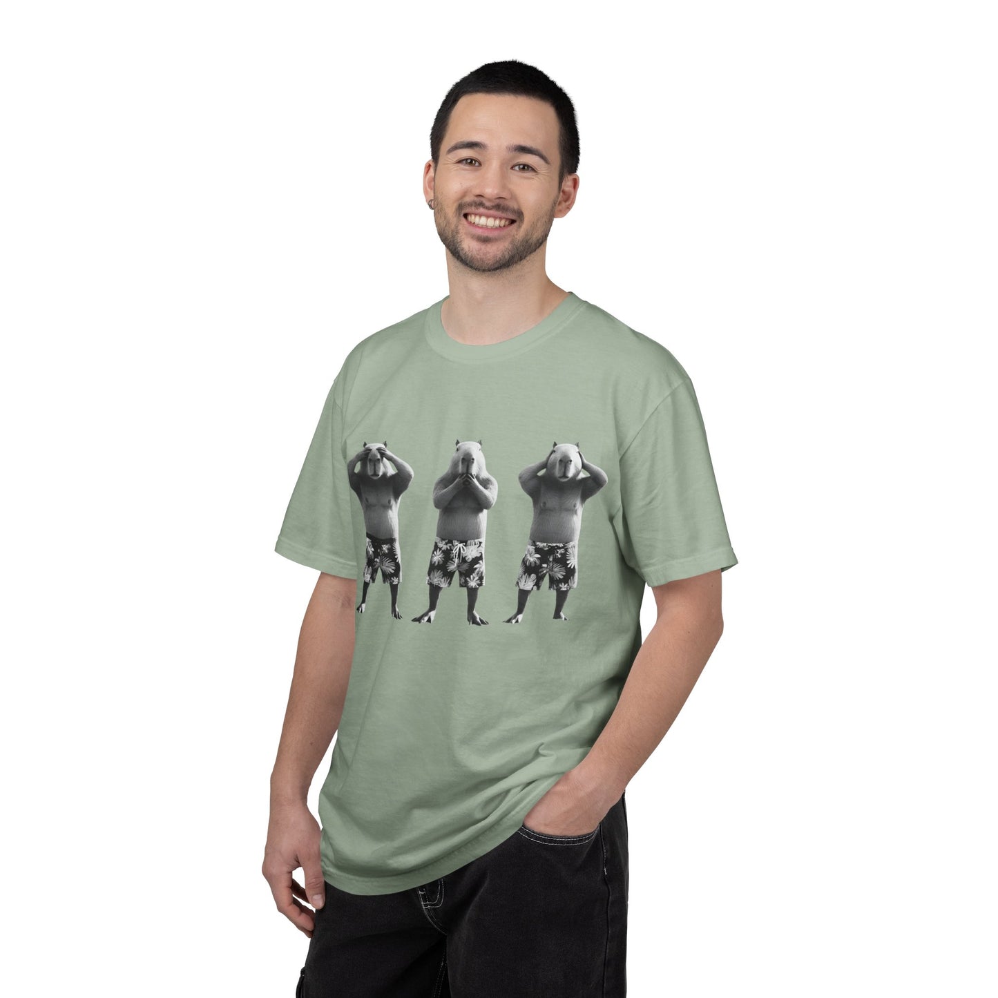 Capybara See No Evil Speak No Evil Hear No Evil T-shirt | Three Monkeys Graphic