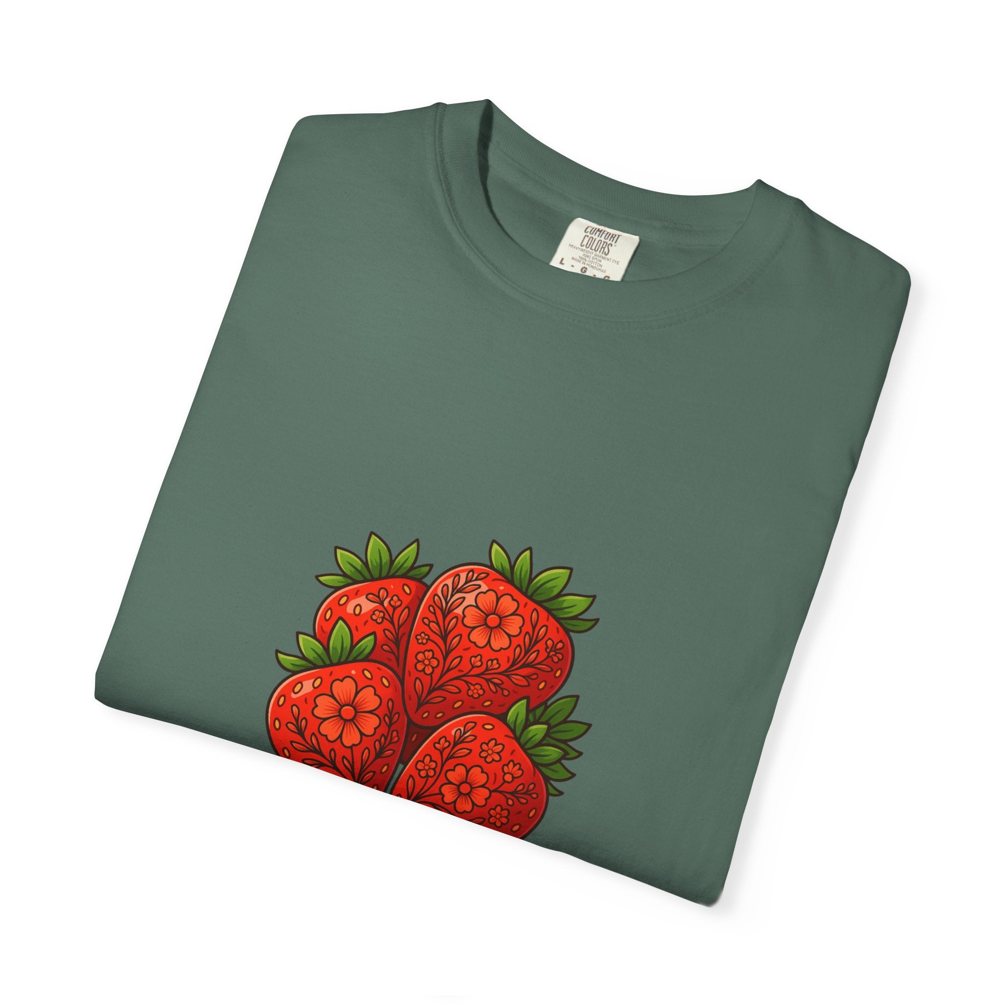 Strawberry Cluster T-shirt | Retro Floral Fruit Illustration