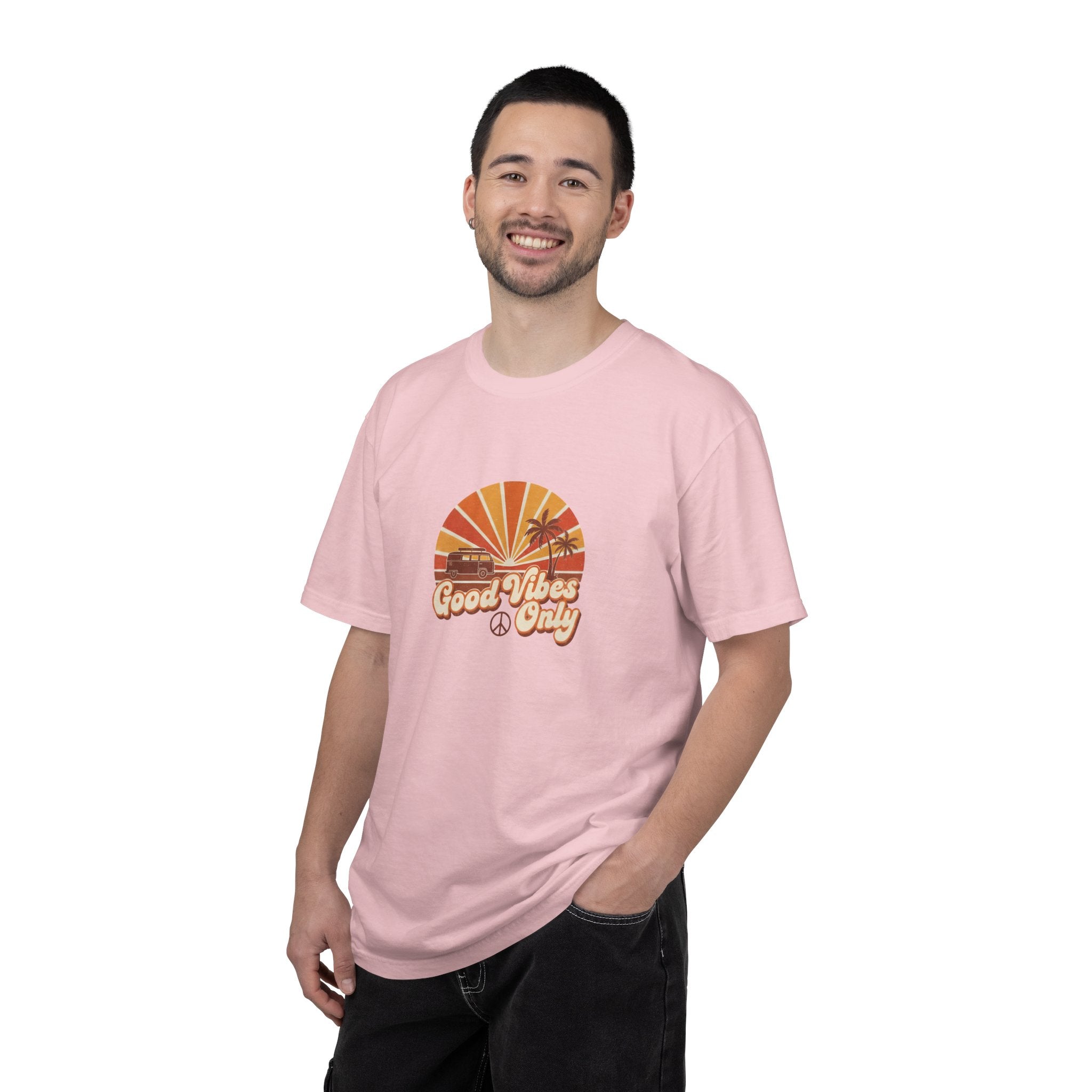 Good Vibes Only T-shirt | Retro Sunset Palm Peace Sign