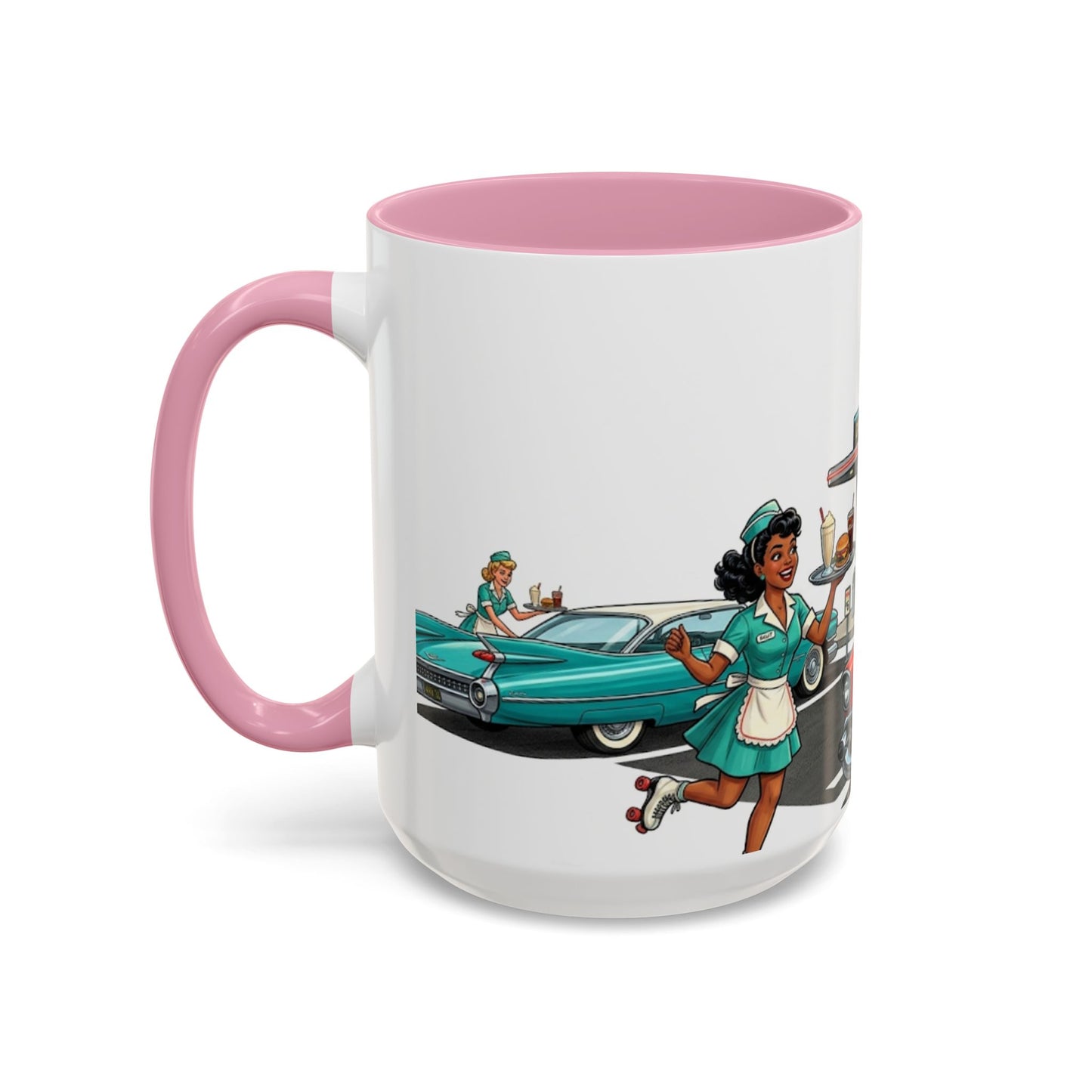 1950s Diner Scene Mug | Retro Car Hop Coffee Cup
