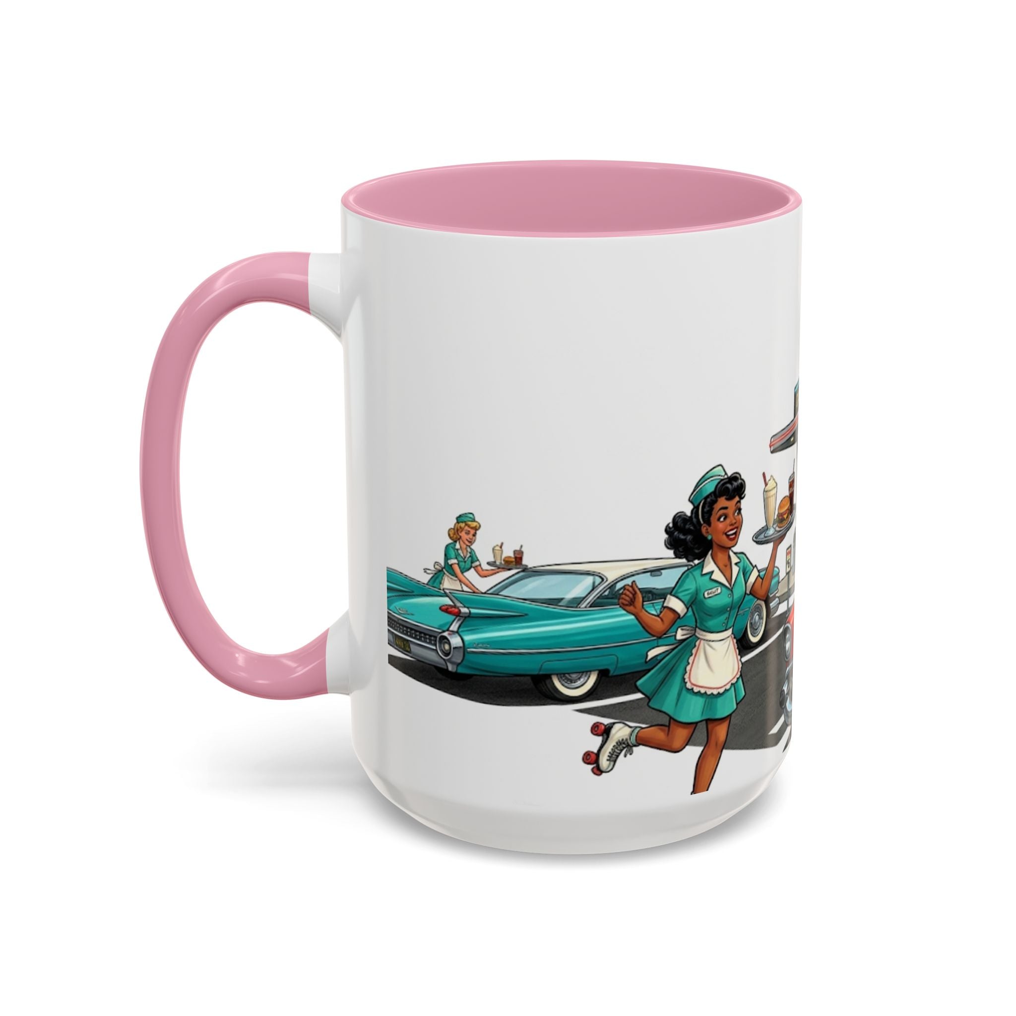 1950s Diner Scene Mug | Retro Car Hop Coffee Cup