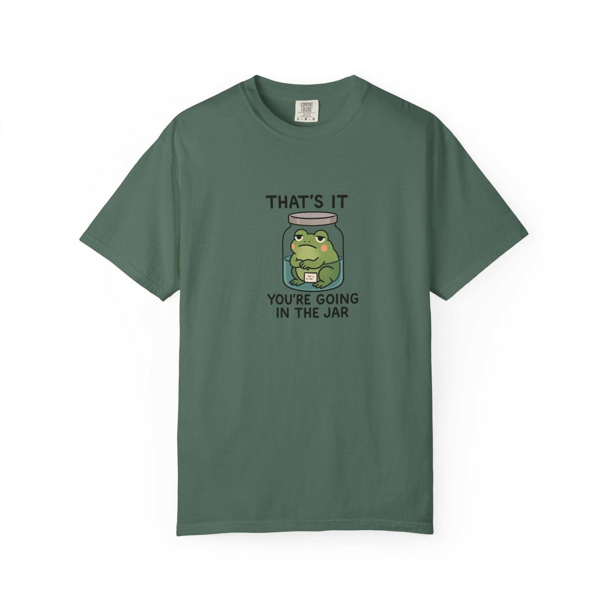 Glass Jar Frog Illustration T-shirt | Frog in Water Jar