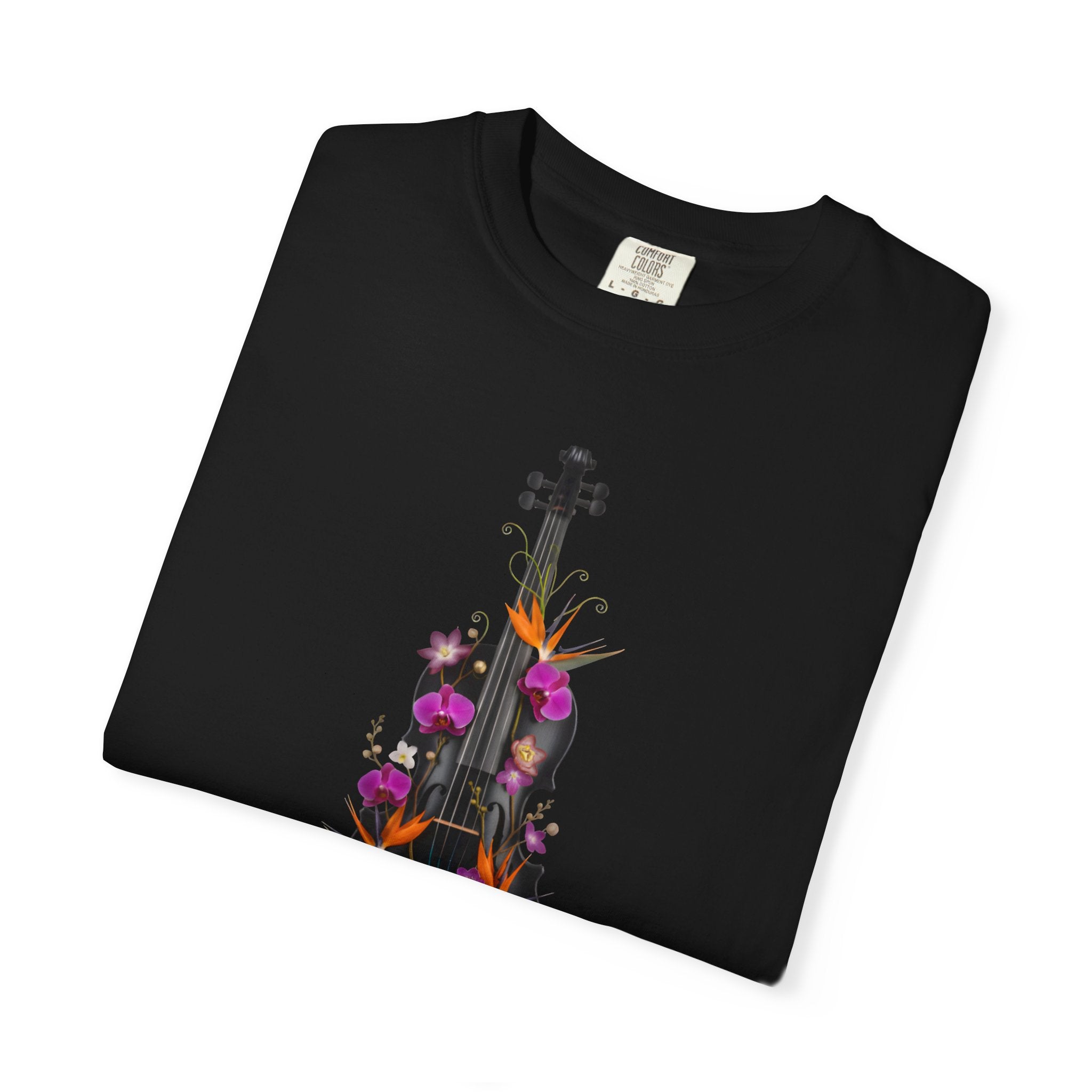 Floral Violin T-shirt | Botanical Music Instrument Tee