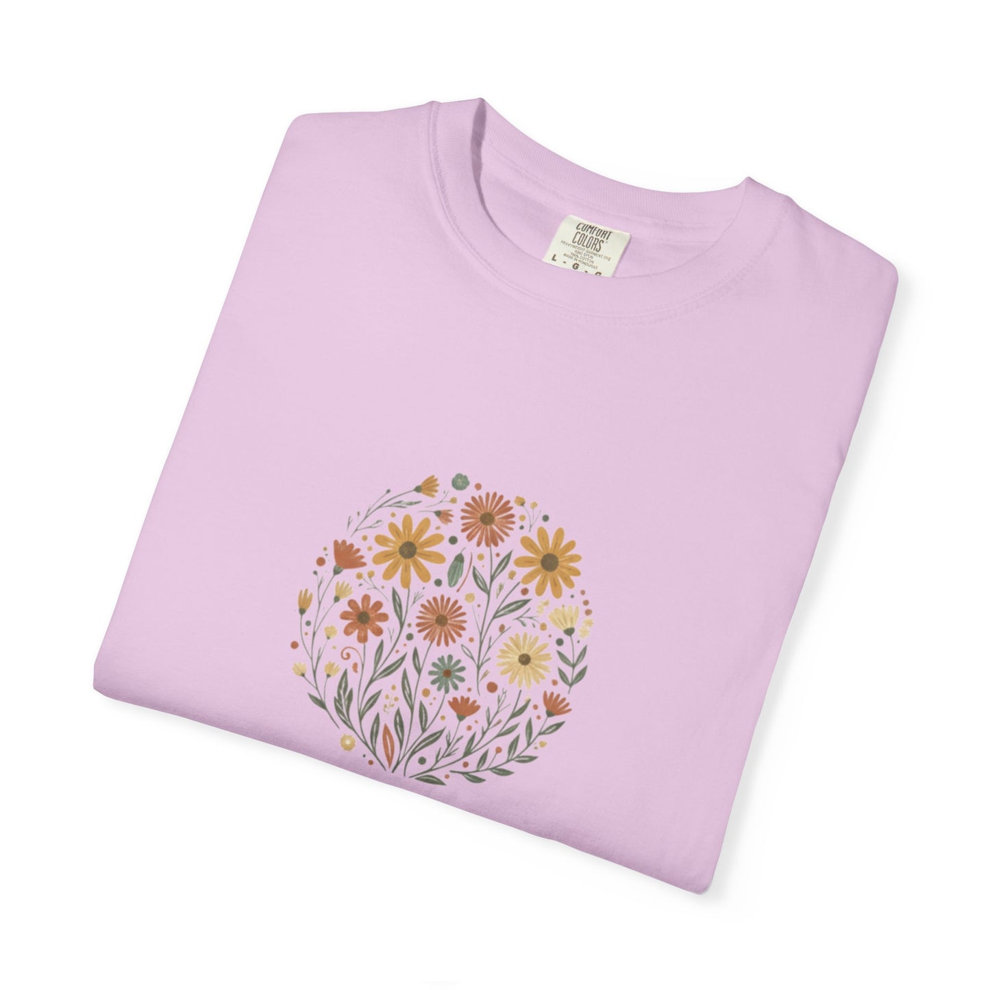Autumn Wildflower Bouquet T-Shirt | Floral Circle Illustration