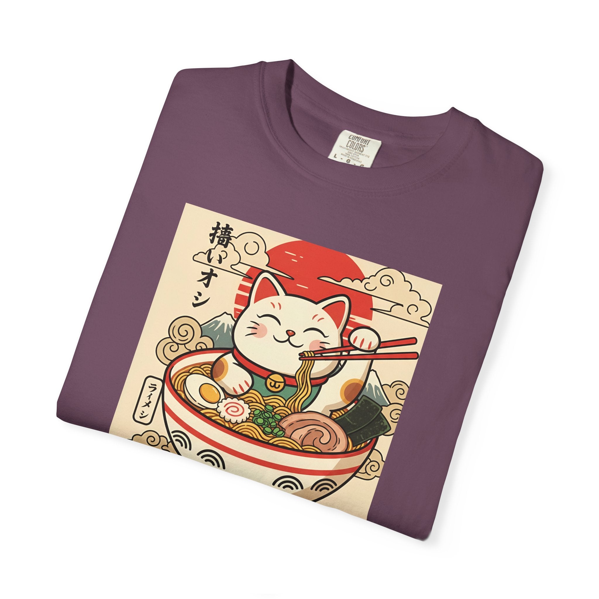 Maneki Neko Ramen Cat T-shirt | Lucky Cat Bowl Graphic Japanese Style