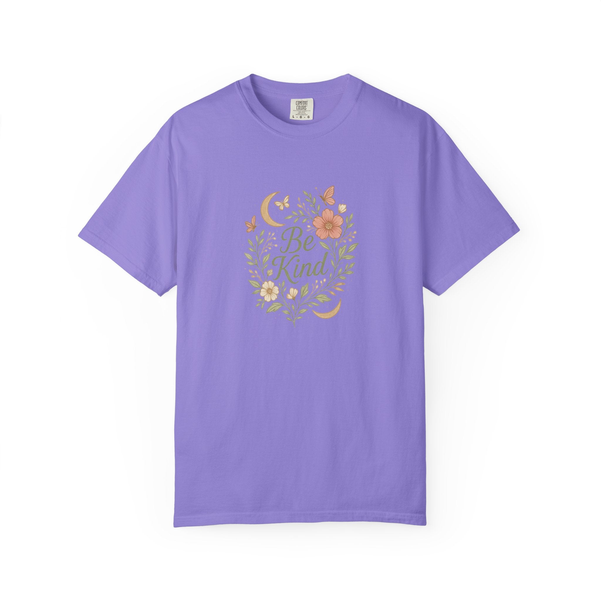 Be Kind Floral Wreath T-Shirt | Positive Quote, Boho Botanical Design