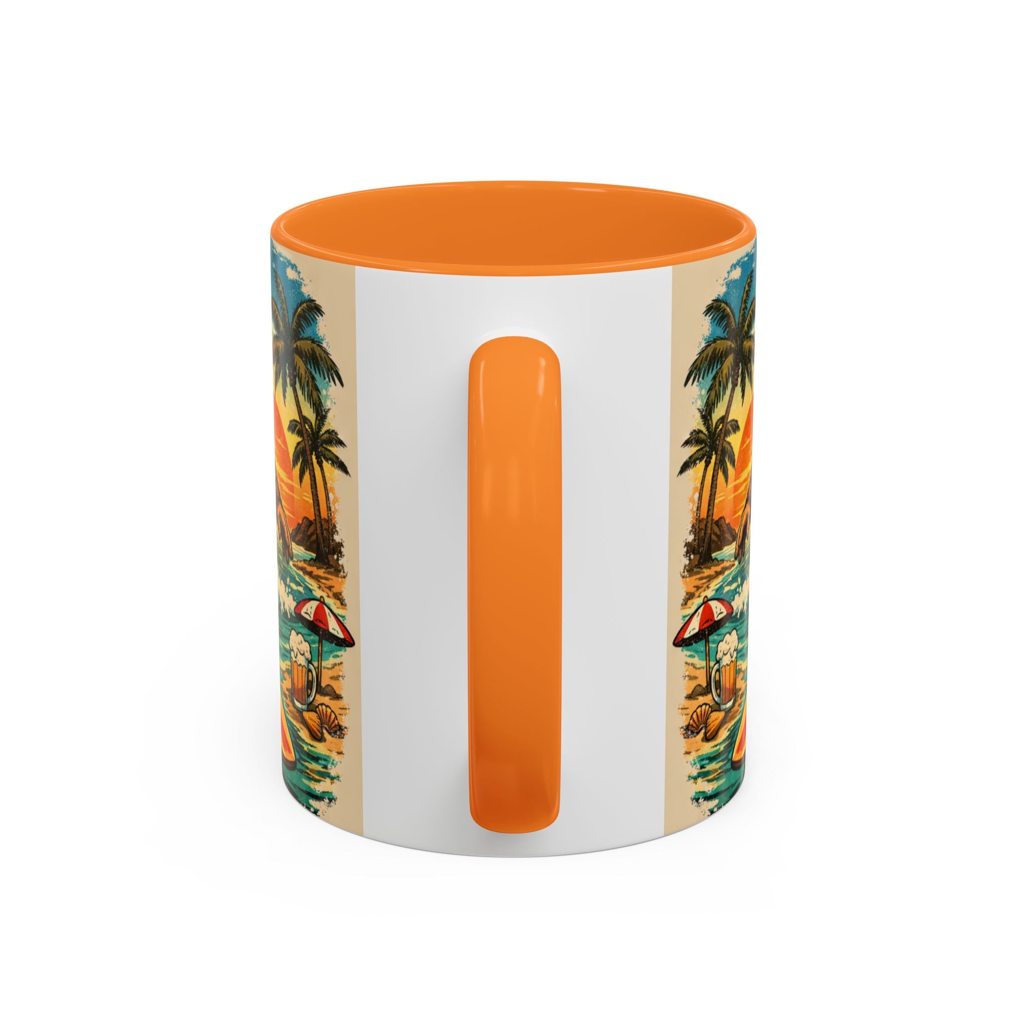 Surfing Bigfoot Mug | Retro Beach Sunset Bigfoot Wave Coffee Cup