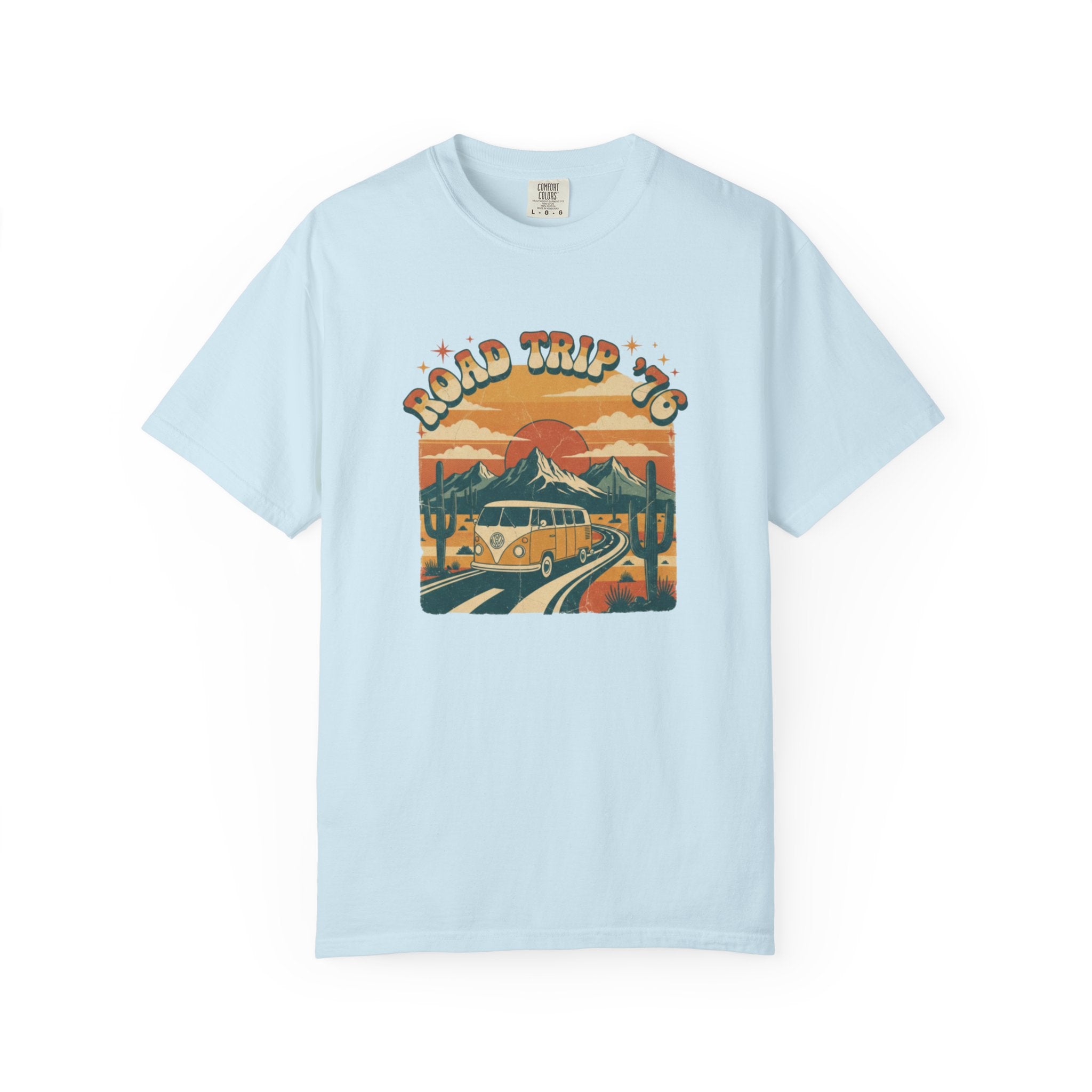 Road Trip '76 T-shirt | Vintage Camper Van Sunset Graphic