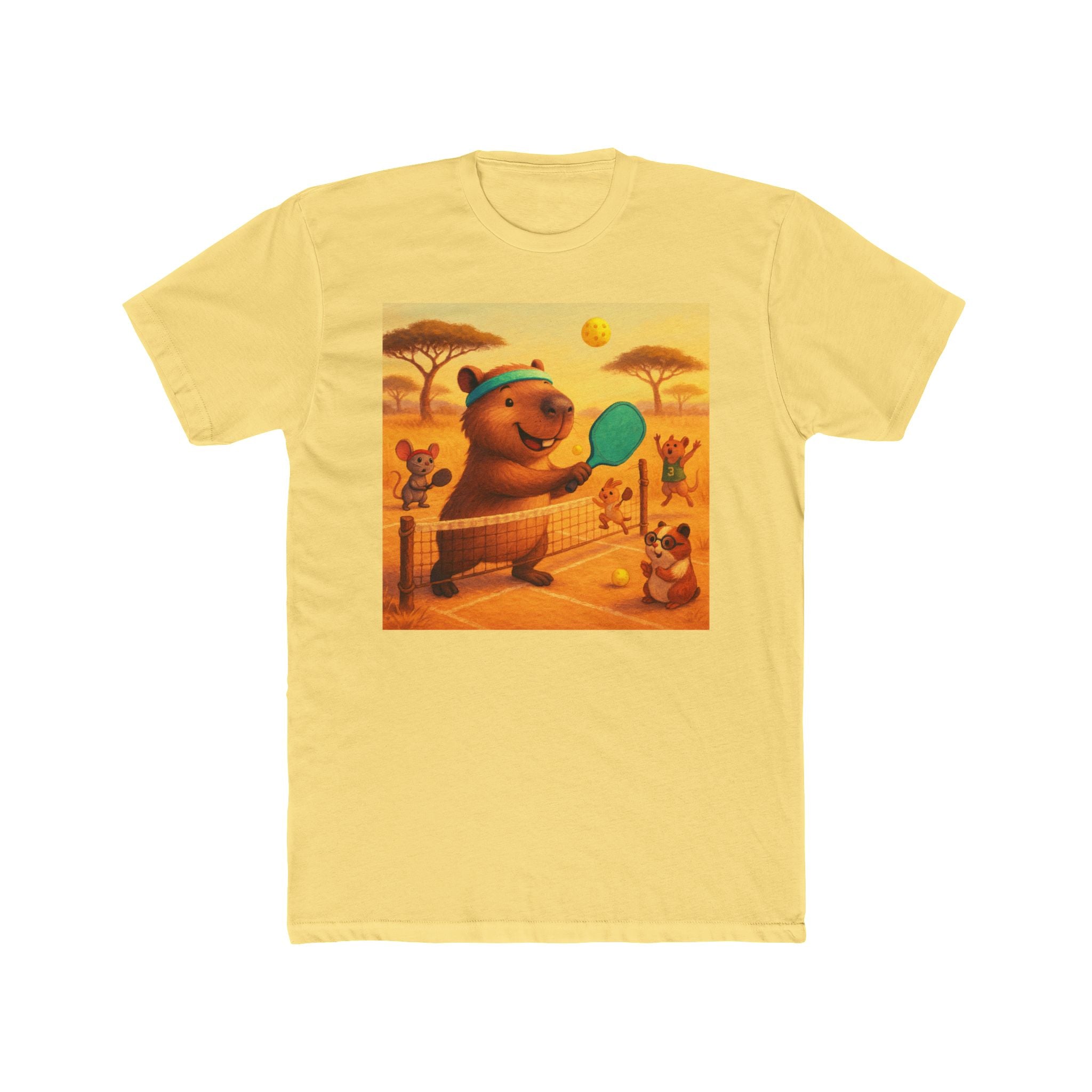 Capybara Playing Pickleball T-Shirt | Retro Sports Animal Illustration