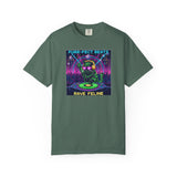 Purr-fect Beats Rave Feline DJ cat T-shirt | Neon EDM club design