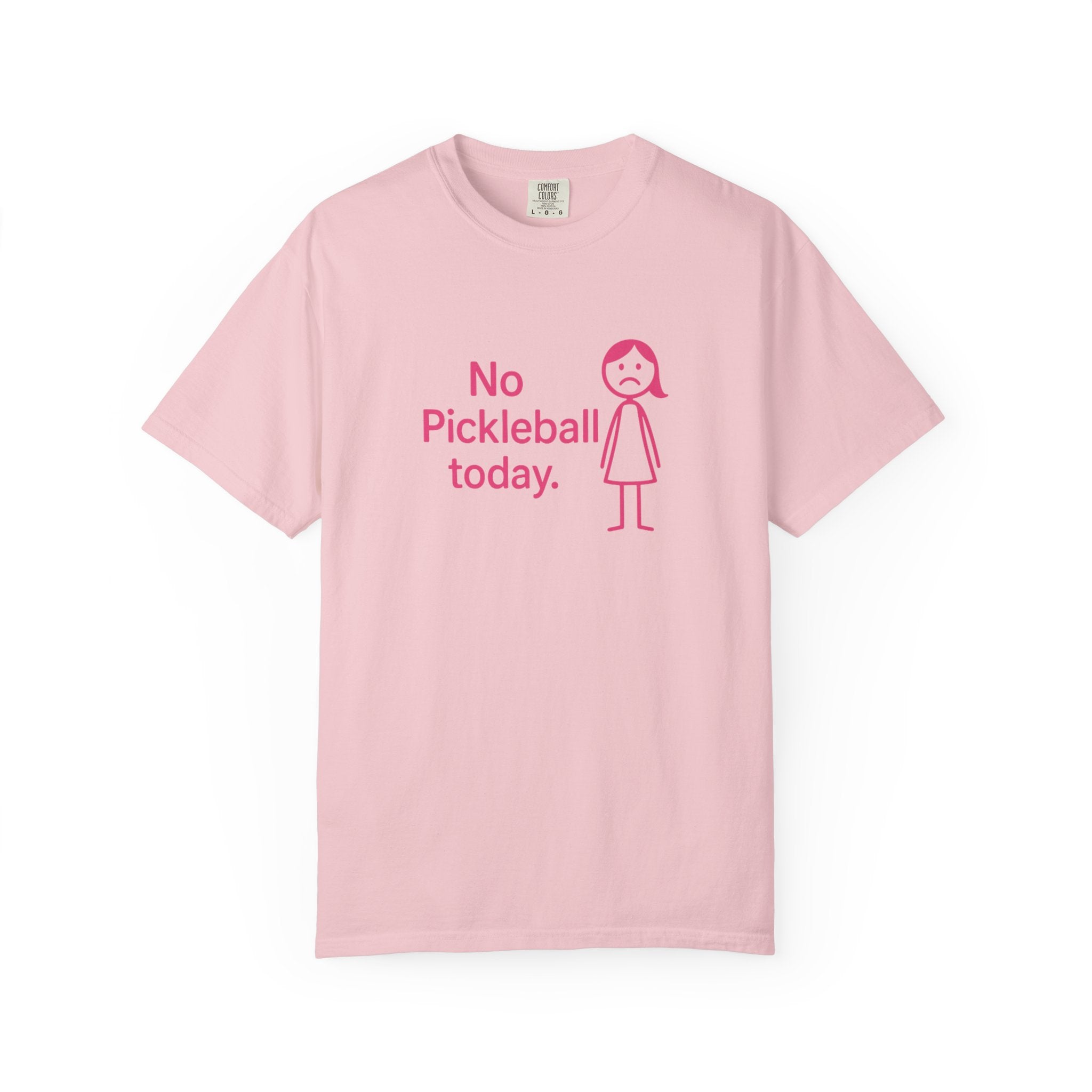 No Pickleball Today T-shirt | Funny Pickleball Saying, Pink Stick Figure Design