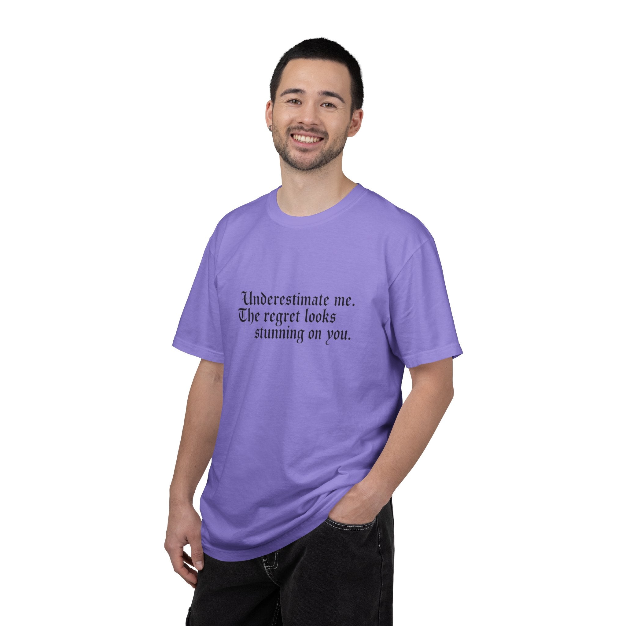 Underestimate Regret Quote T-Shirt | Typographic Graphic Tee
