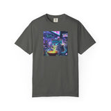 Cyberpunk Cat T-shirt | Neon Magic Potion Street Scene