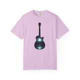 Moonlit Acoustic Guitar T-Shirt | Night Sky Guitar Silhouette