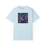 Neon Cyberpunk Capybara Cityscape T-Shirt | Futuristic Night Street Art