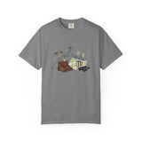 Camping Mountain Outdoors Graphic T-shirt | Hiking Boots Trees Flowers