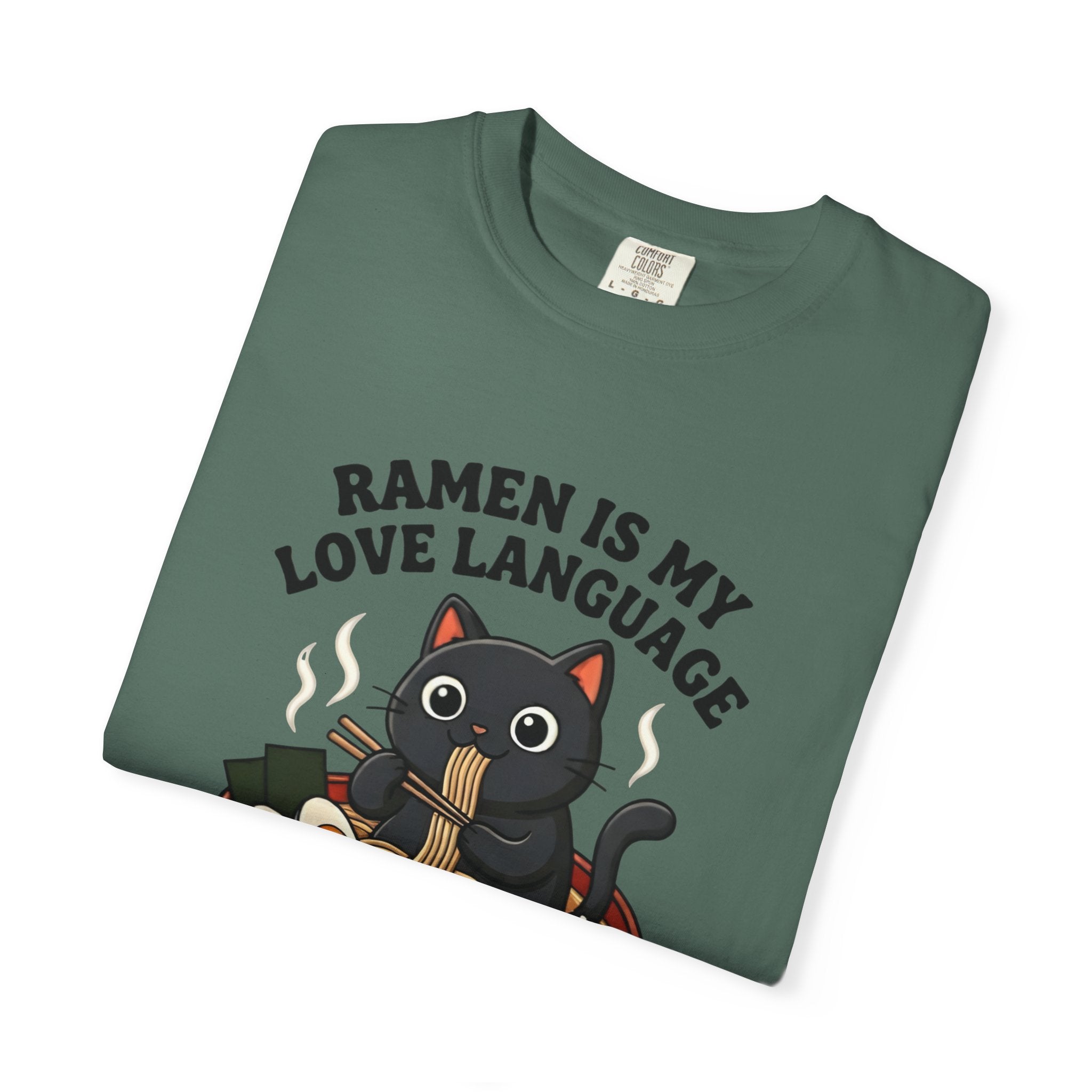 Ramen Is My Love Language T-shirt | Cat in Ramen Bowl Noodles Vibes Tee