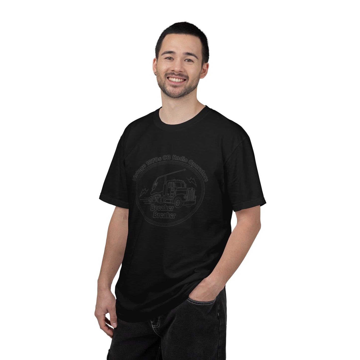 Vintage Semi Truck Line Art T-Shirt | Trucker Logo Tee