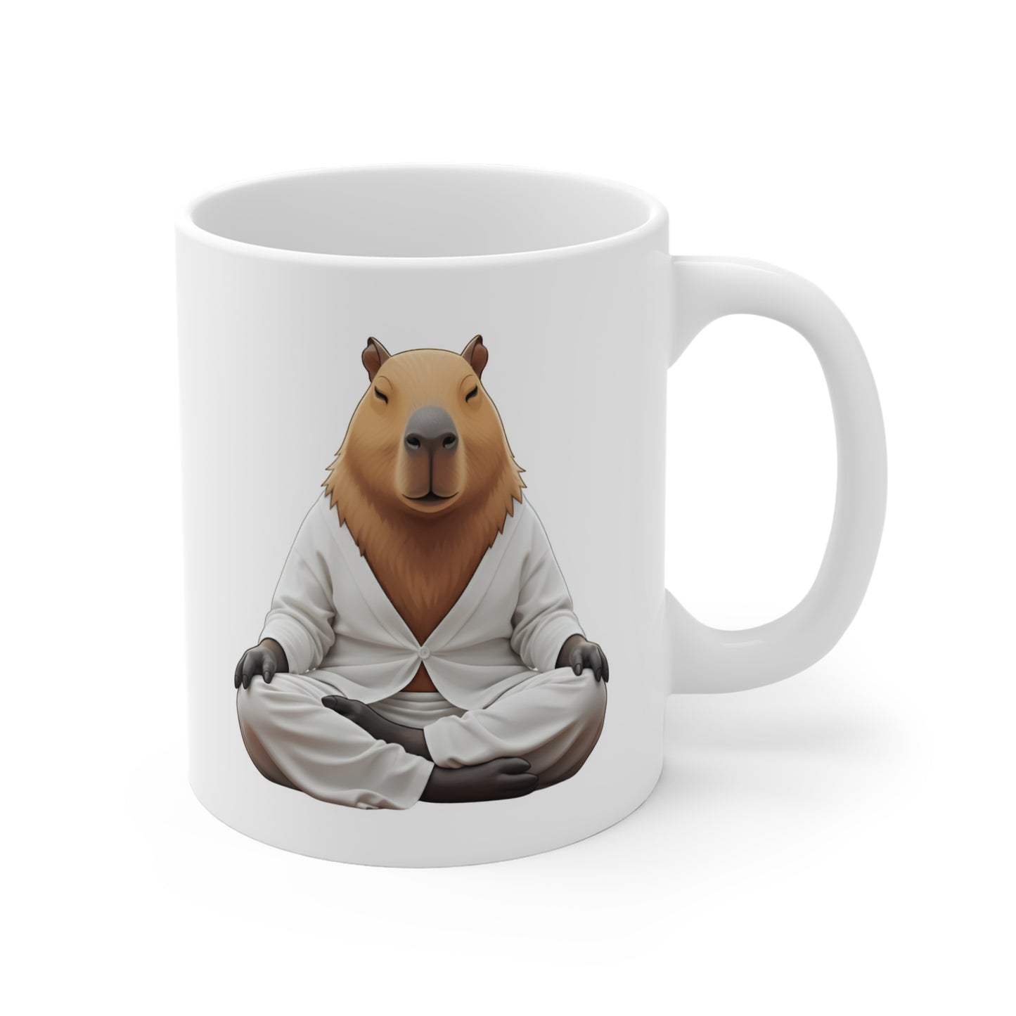 Meditating Capybara Mug | Zen Animal Illustration, Calm Mind Ceramic