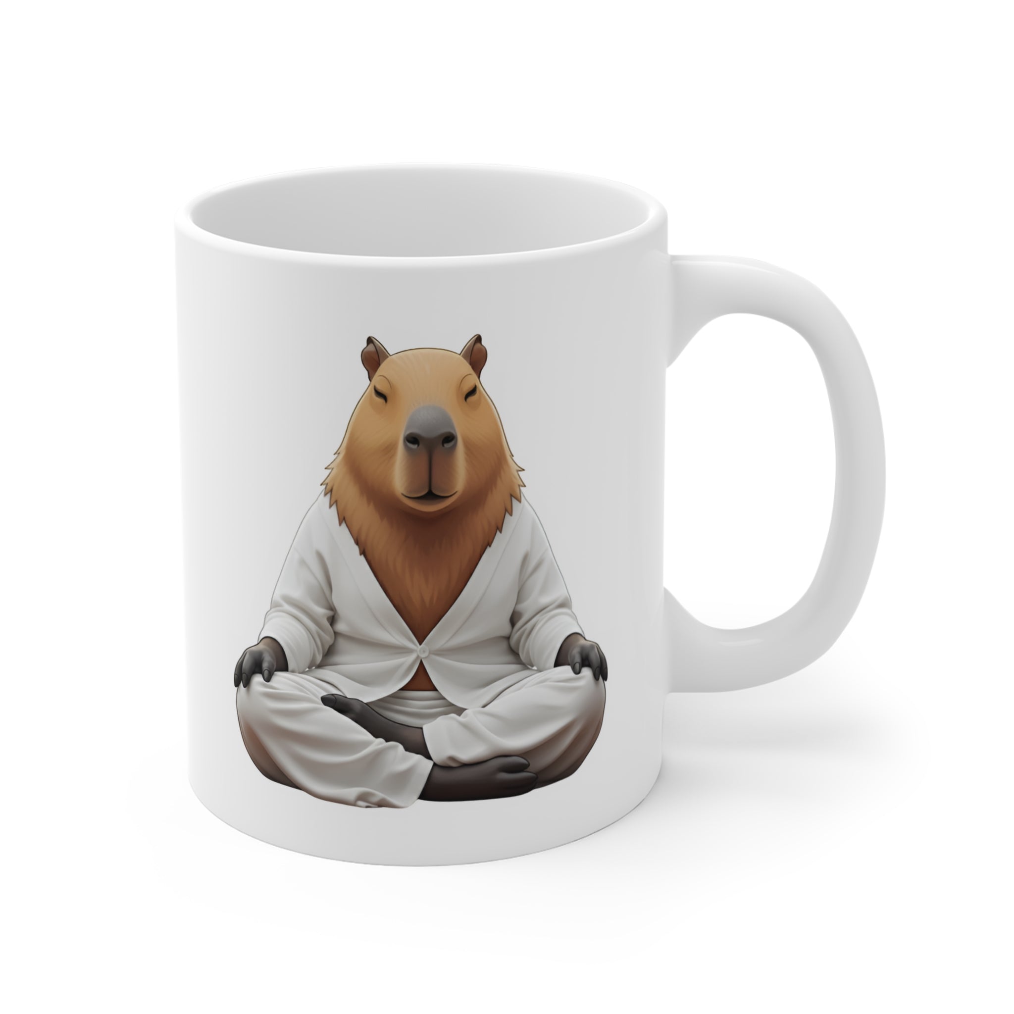 Meditating Capybara Mug | Zen Animal Illustration, Calm Mind Ceramic