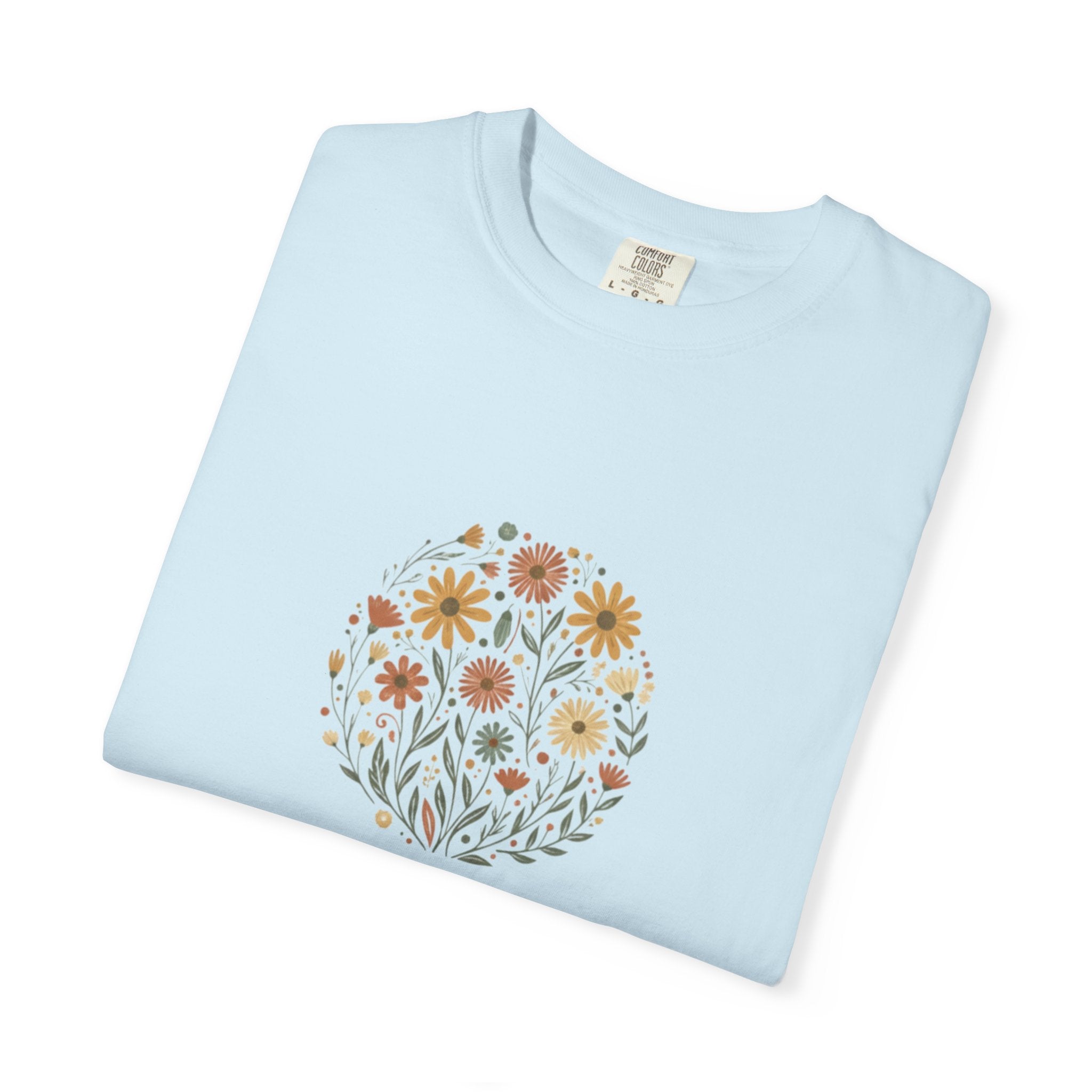 Autumn Wildflower Bouquet T-Shirt | Floral Circle Illustration