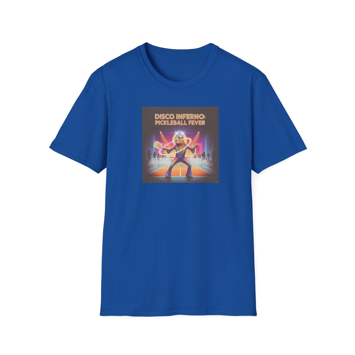 Disco Inferno Capybara Pickleball Fever T-Shirt | Retro 70s Dance Court Graphic