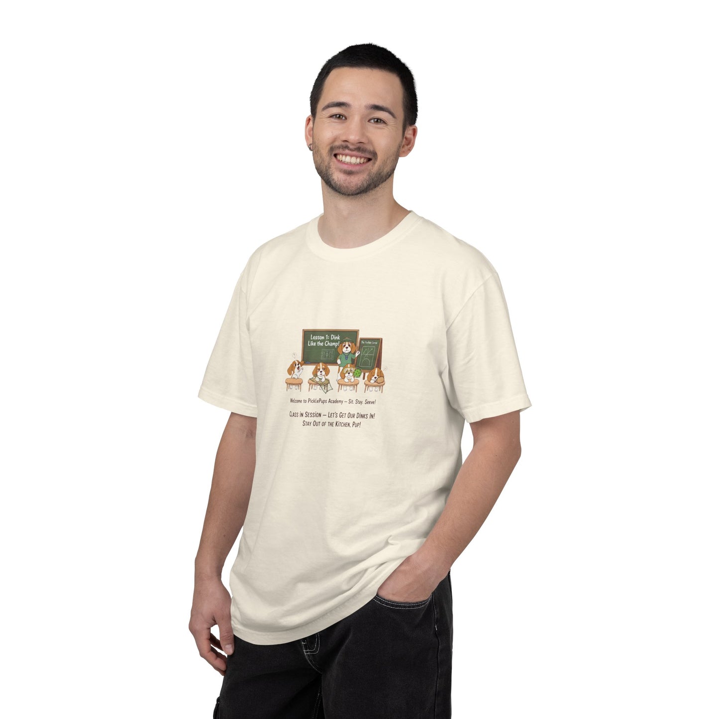 Beagle Pickleball Classroom Cartoon T-shirt | Dog Teacher Paw School Design