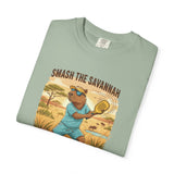 Smash the Savannah Capybara Pickleballer T-Shirt | Animal Sports Graphic Tee