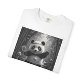 Panda Pickleball Bamboo Forest T-Shirt | Monochrome Kawaii Sports Decor