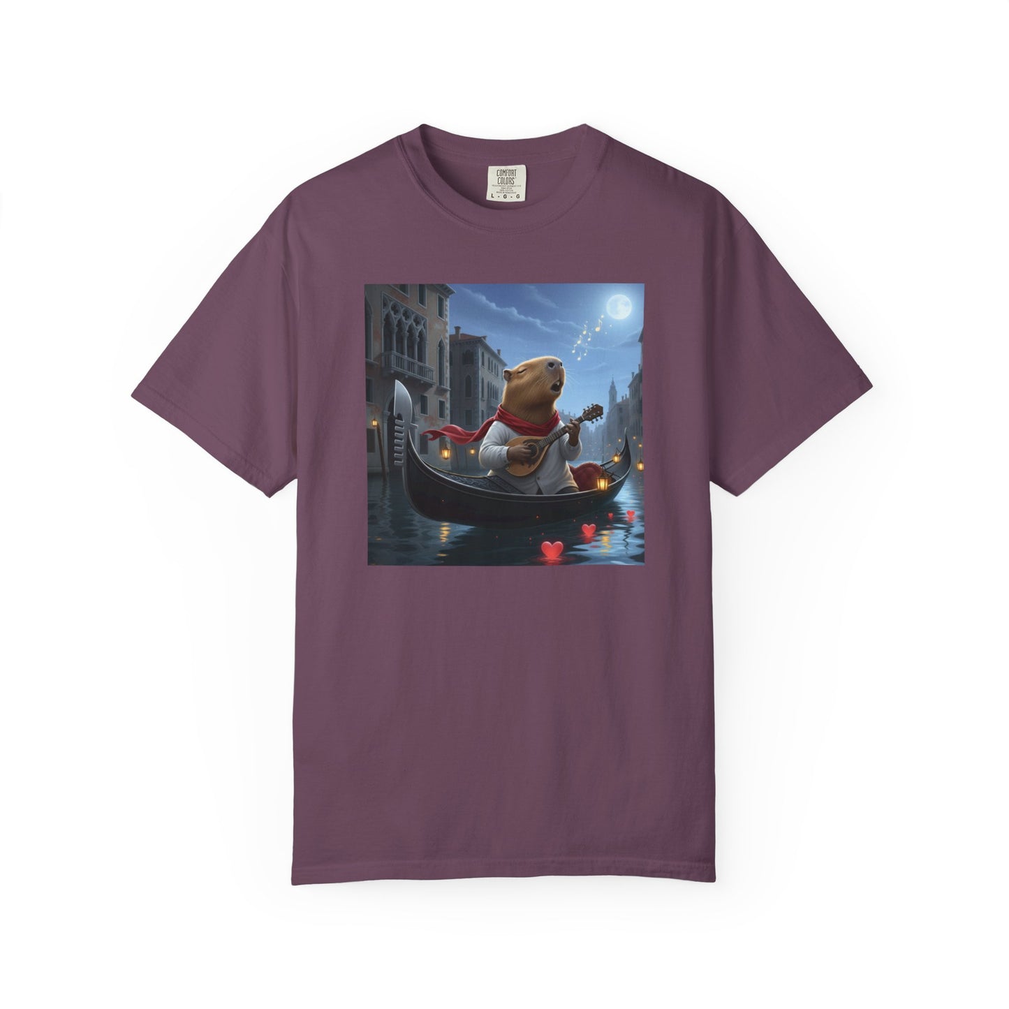 Capybara Gondolier Venice Night T-shirt | Romantic Venetian Canal Illustration