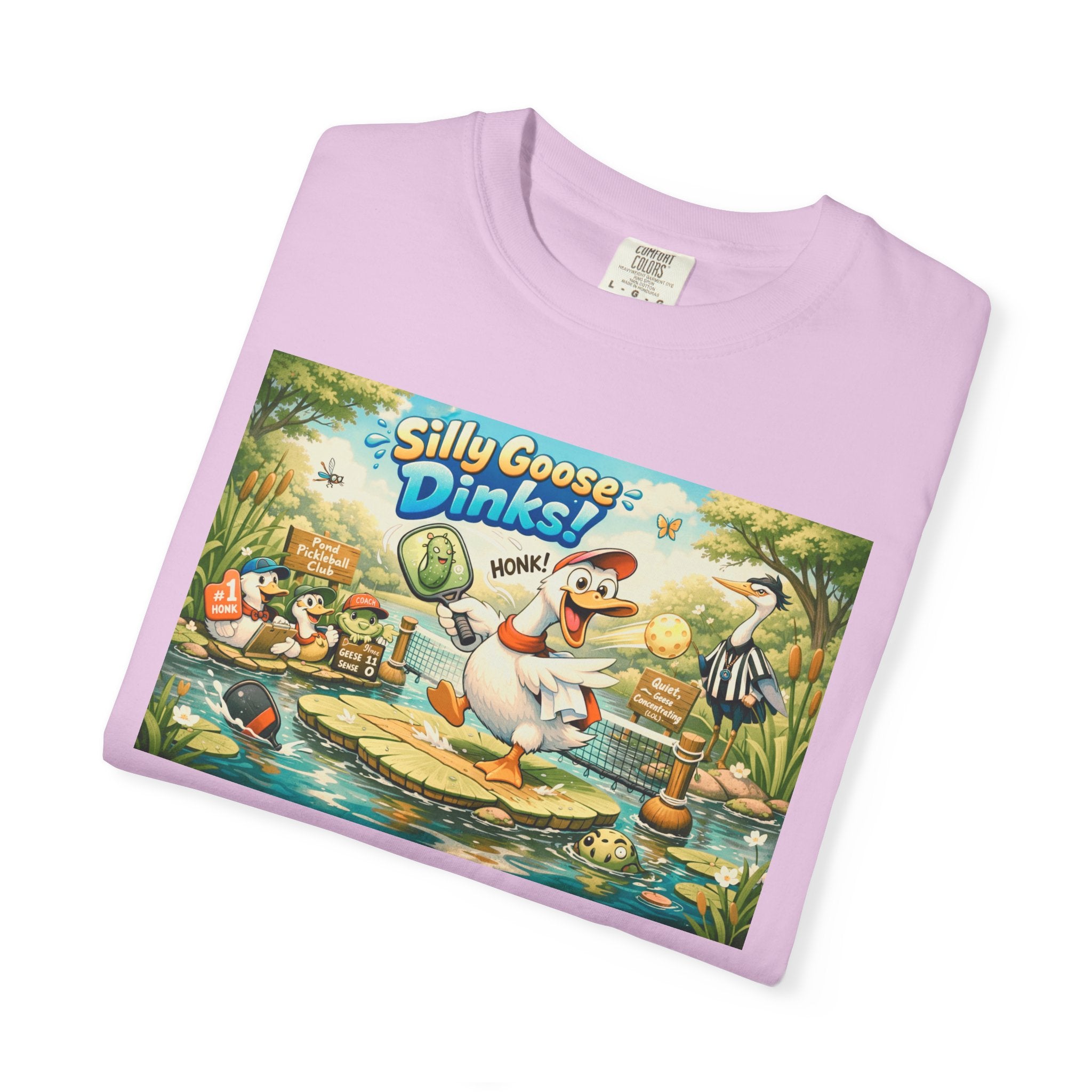 Silly Goose Dinks Cartoon Goose T-Shirt | Vintage Picnic Pond Illustration