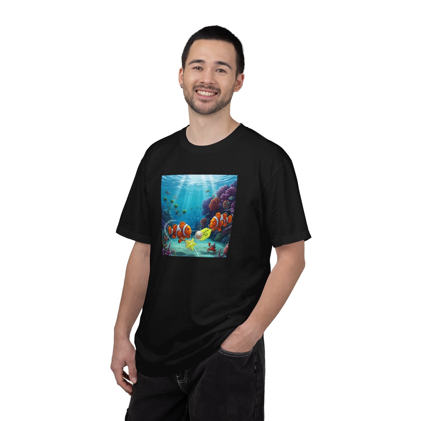 Clownfish Reef Scene T-shirt | Underwater Coral Ocean Illustration