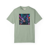 Neon Cyberpunk Capybara Cityscape T-Shirt | Futuristic Night Street Art