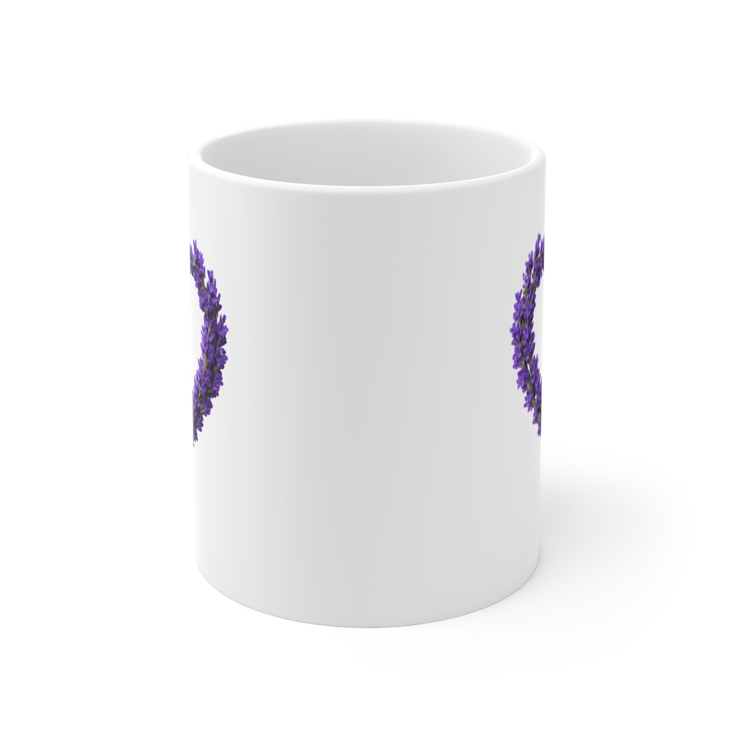 Lavender Heart Mug | Floral Coffee Cup, Purple Botanical Ceramic Mug