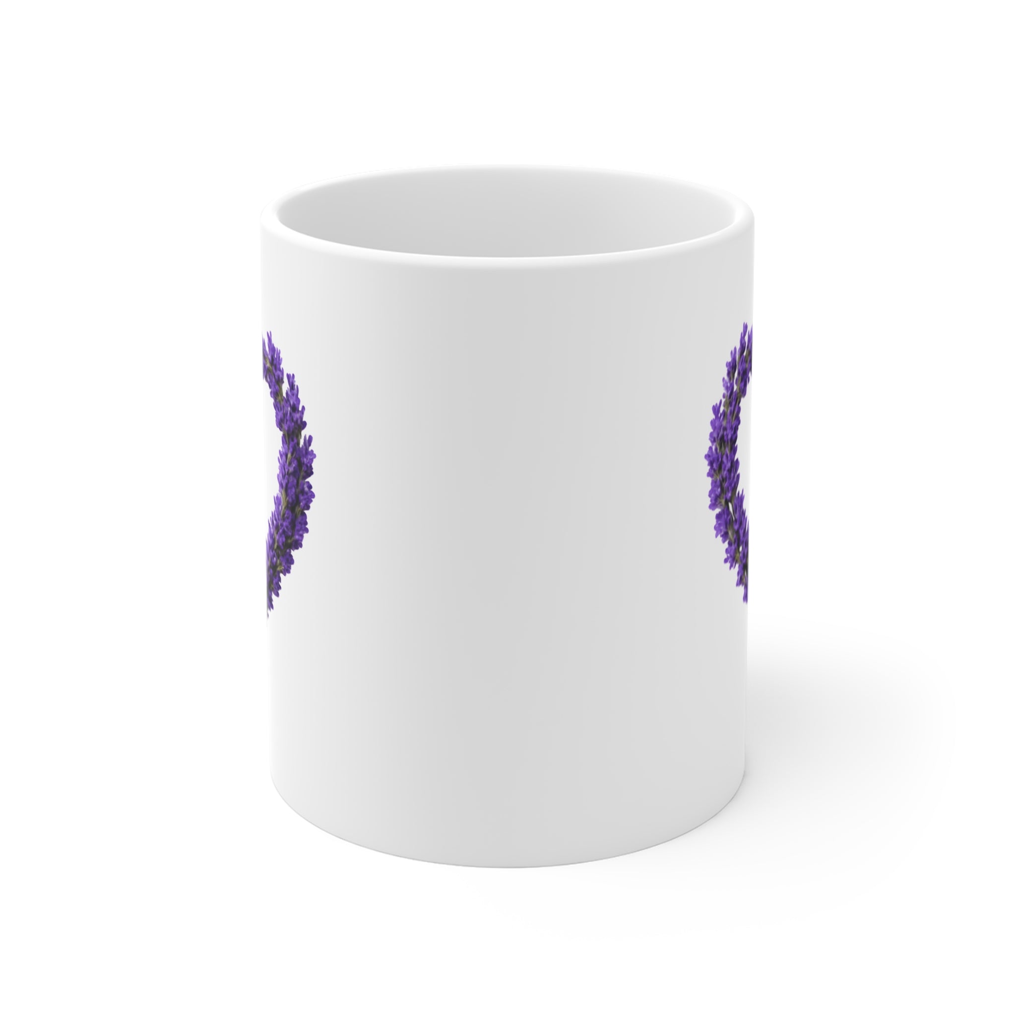 Lavender Heart Mug | Floral Coffee Cup, Purple Botanical Ceramic Mug