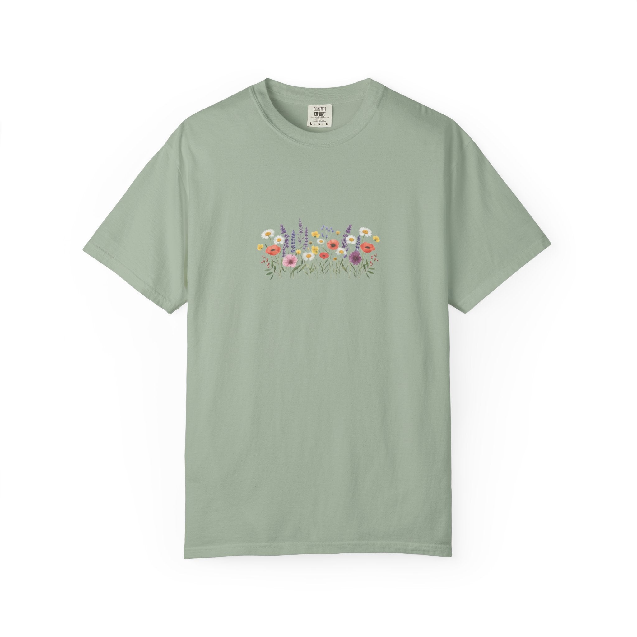 Wildflower Meadow watercolor floral design T-shirt | botanical garden tee