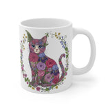 Floral Cat Bouquet Mug | Whimsical Kitten Flower Art 11oz