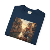 Capybara Venice Gondola Sunset T-shirt | Scenic Canal Travel Art