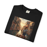 Capybara Venice Gondola Sunset T-shirt | Scenic Canal Travel Art