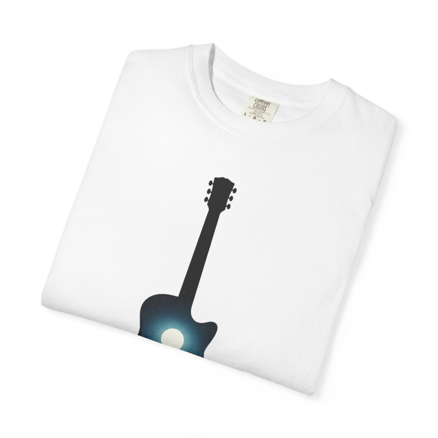 Moonlit Acoustic Guitar T-Shirt | Night Sky Guitar Silhouette