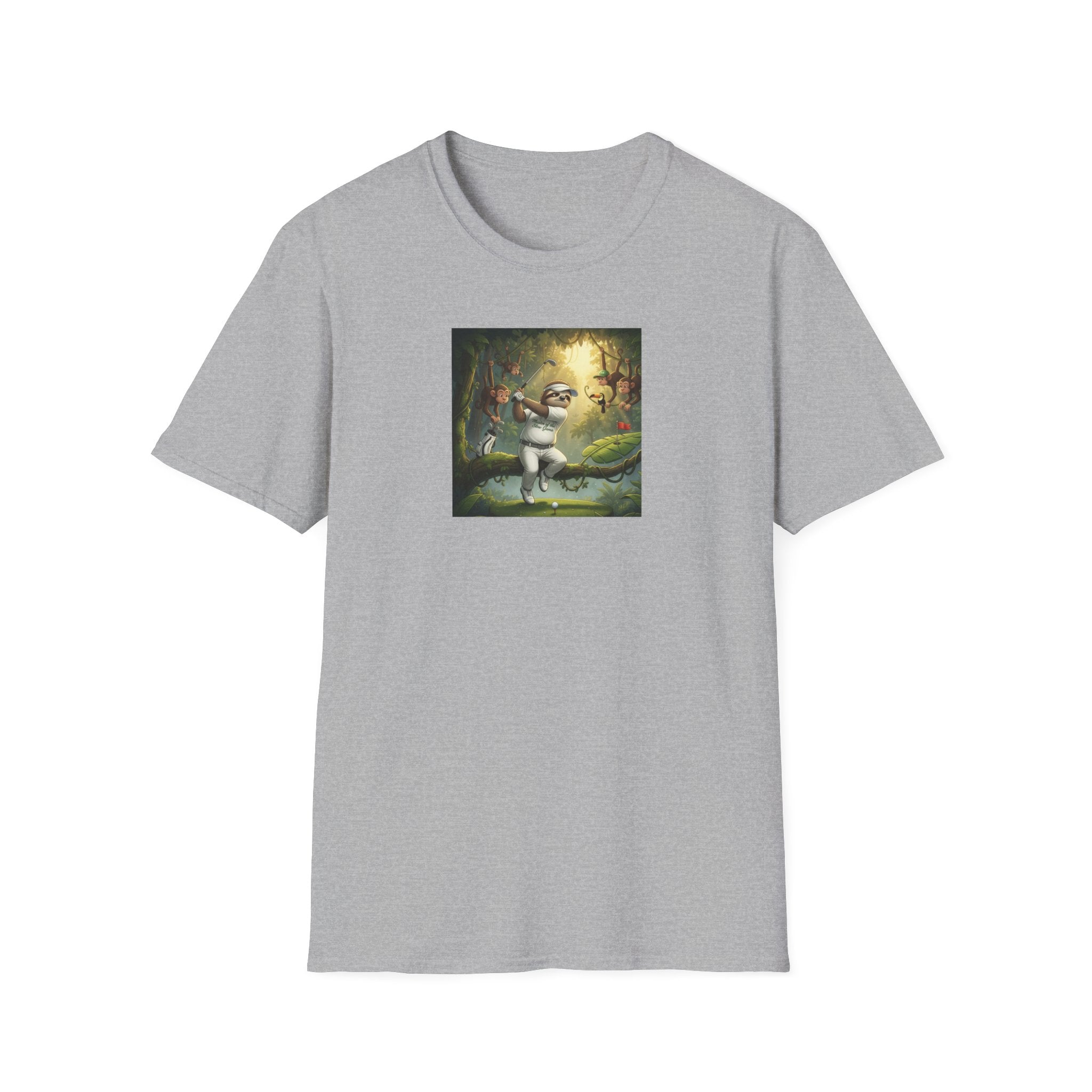 Slow Living Sloth Golfer T-Shirt | Zen Sportswear Tropical Golf Silas
