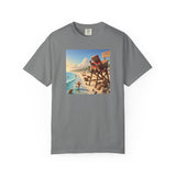 Lifeguard Capybara on Beach T-shirt | Surf Rescue Sunset Scene