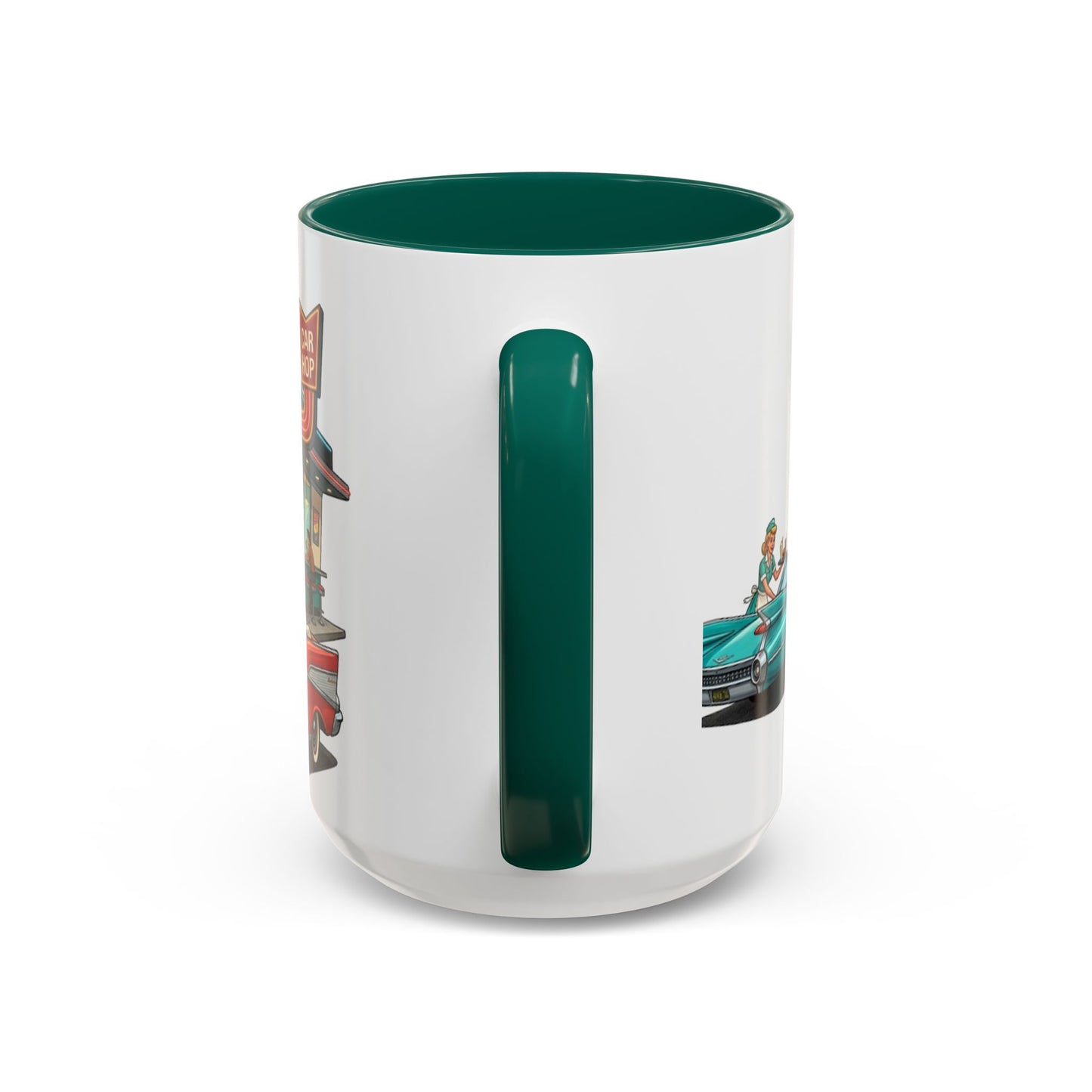1950s Diner Scene Mug | Retro Car Hop Coffee Cup