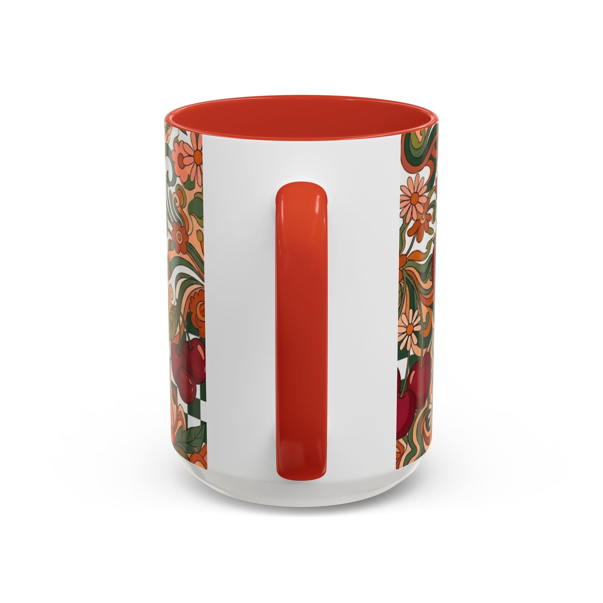 Vintage Cherry Strawberry Pattern Accent Mug | 11oz 15oz