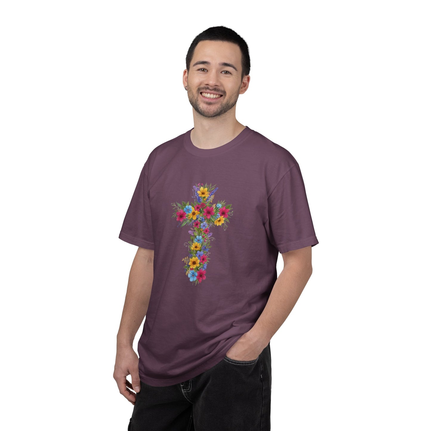 Floral Cross T-shirt | Colorful Flower Cross Tee, Christian Faith Shirt